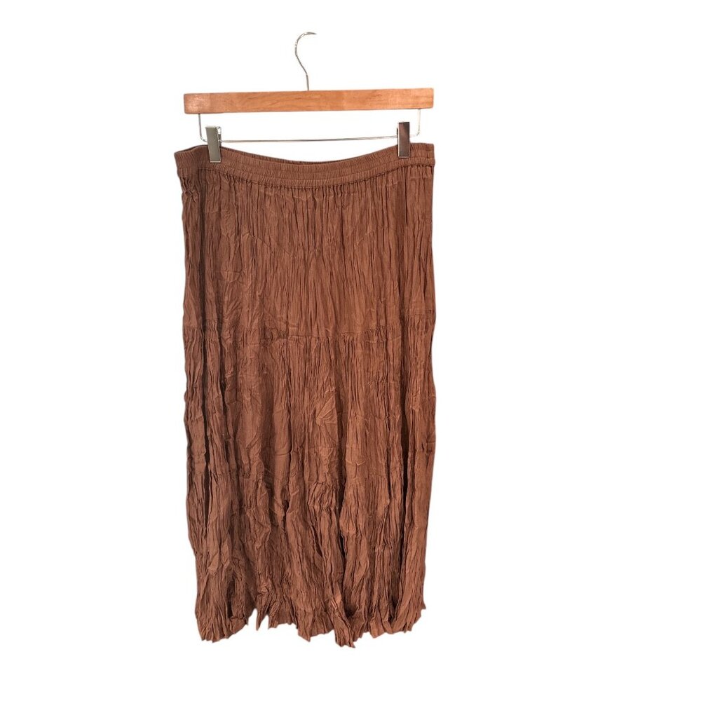 Tantrums XL Womens Crinkle Skirt 100% Rayon Elastic Waist Made In India